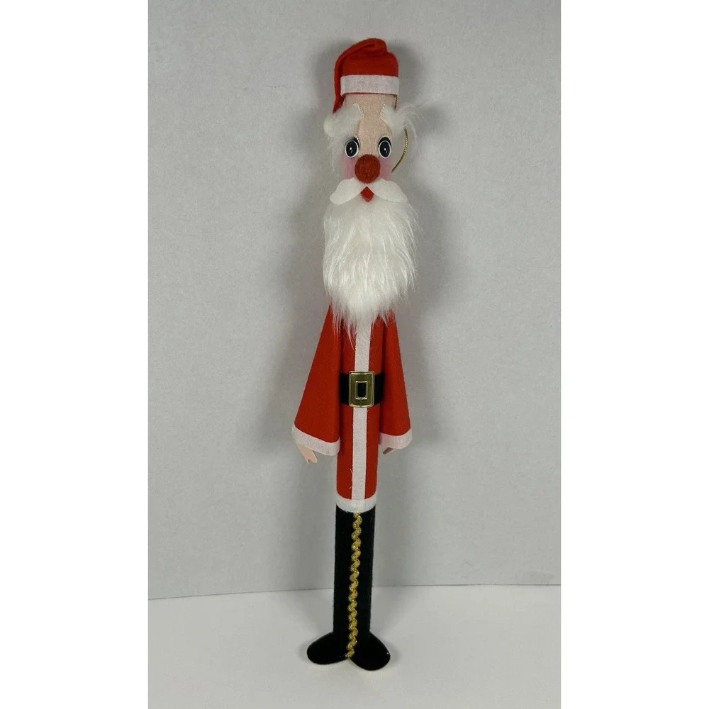 Vtg Tall Skinny Cardboard Felt Covered Santa Figurine 20